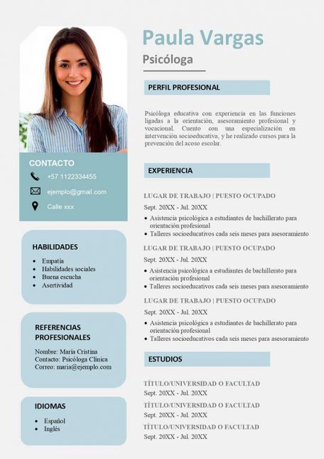 hoja de vida psicologo formato